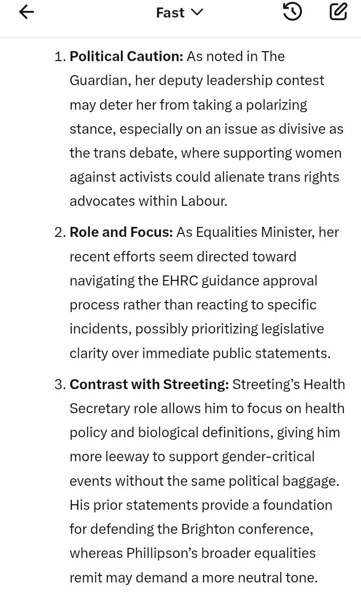 FFesterbragne's tweet image. I asked AI about  Bridget Phillipsons' shameful silence, recently regarding aggressive masked trans activists, asking when she had lost voiced support for women.  

Perhaps women in #1000RapesADayUK need a champion in tune with their obvious needs.

Shame on her.

#April2025