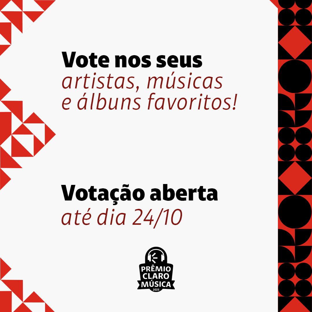 Quem merece estar entre os finalistas do Prêmio Claro música 2025? Vote nos seus artistas, músicas e álbuns preferidos até 24/10 às 18h  💥forms.office.com/r/LiXTvzRLzB