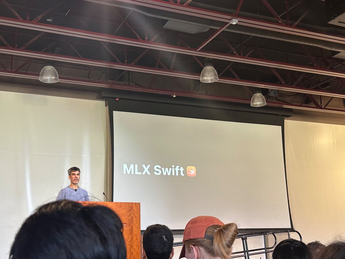 ZahraSaj's tweet photo. Ronan Collobert from Apple talks about MLX, Apple’s open-source machine learning framework, showing its efficiency, unified memory , and suitability for fast, flexible ML research on Apple Silicon. #Baylearn #Baylearn2025 https://t.co/HXjzSnS2oD