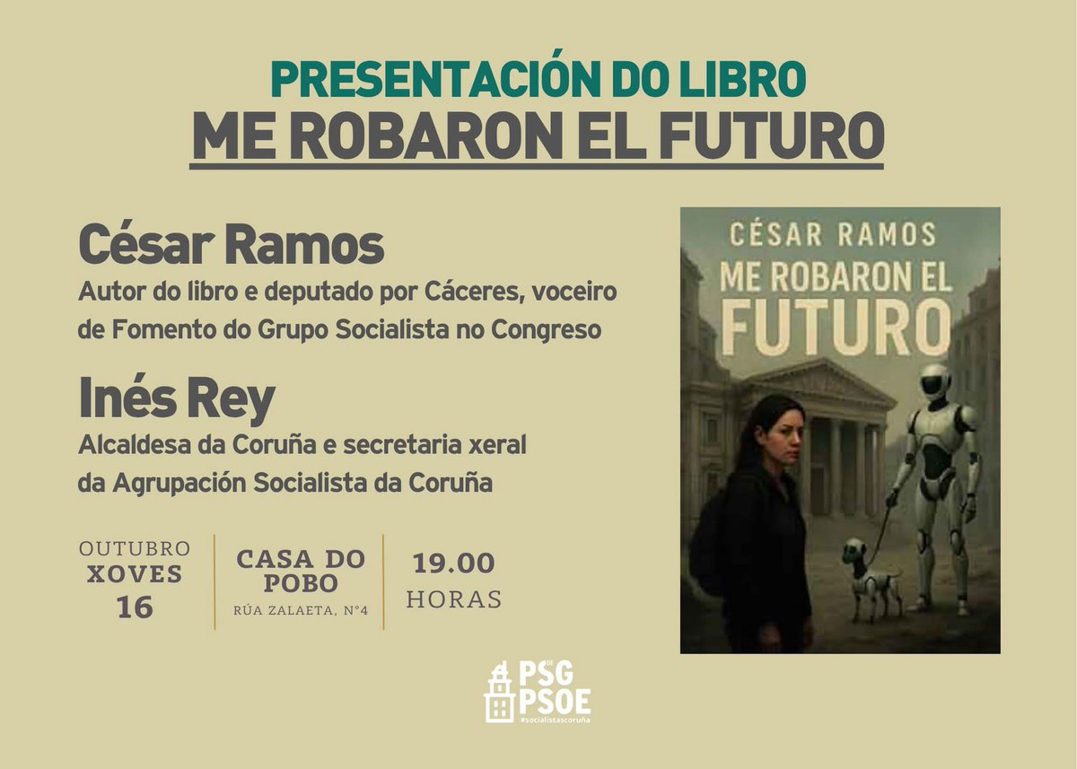 🌹➡️ Interesante conversación en la sede de la Agrupación Socialista da #Coruña en torno a la #IA y como afectan los cambios que conlleva en la sociedad actual. Una actividad que nos ha permitido intercambiar opiniones con <a href="/CesarJRamos/">Cesar Ramos</a>, diputado y autor d 'Me robaron el futuro'.