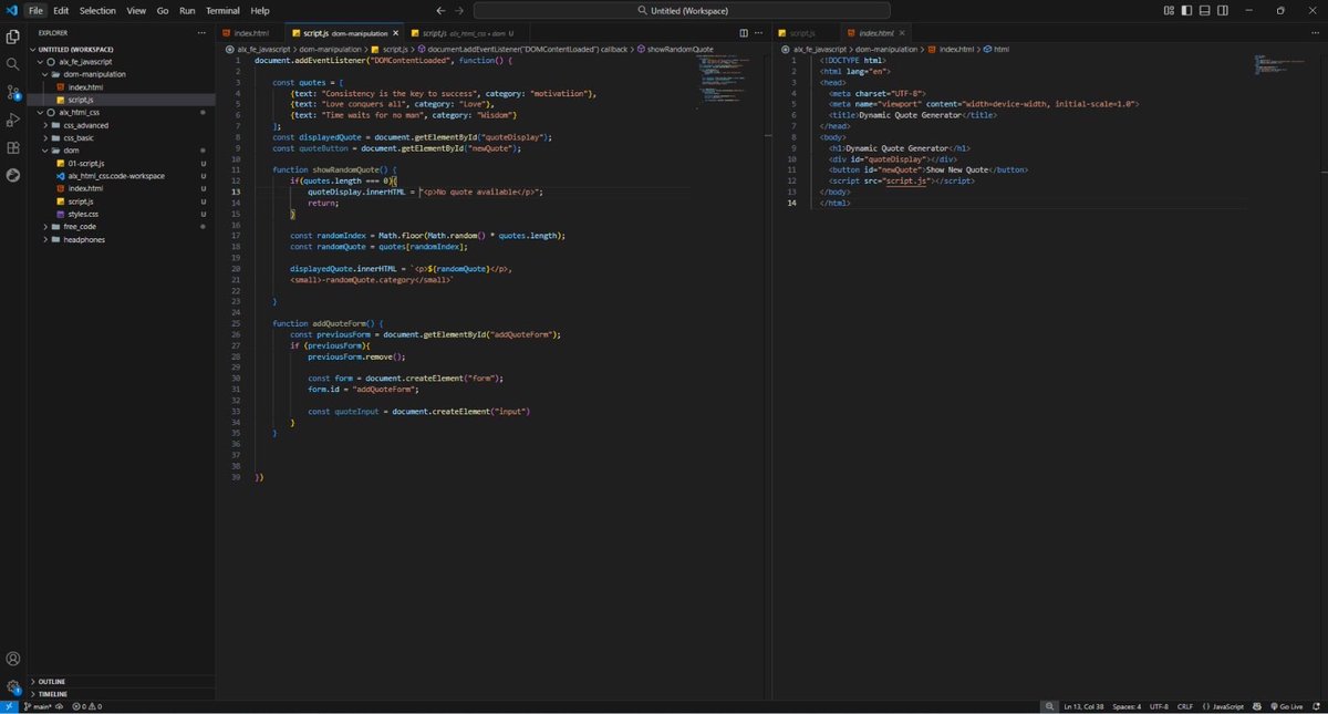 nkeiruka_iweala's tweet image. Day 33 of #100DaysOfCode 
Started building my Dynamic Quote Generator
Learned to create elements dynamically and display random quotes.
Takeaway: Understanding takes time, keep learning!
Challenge: Had several interactions with ChatGPT before I figured it out 
#DevCommunity