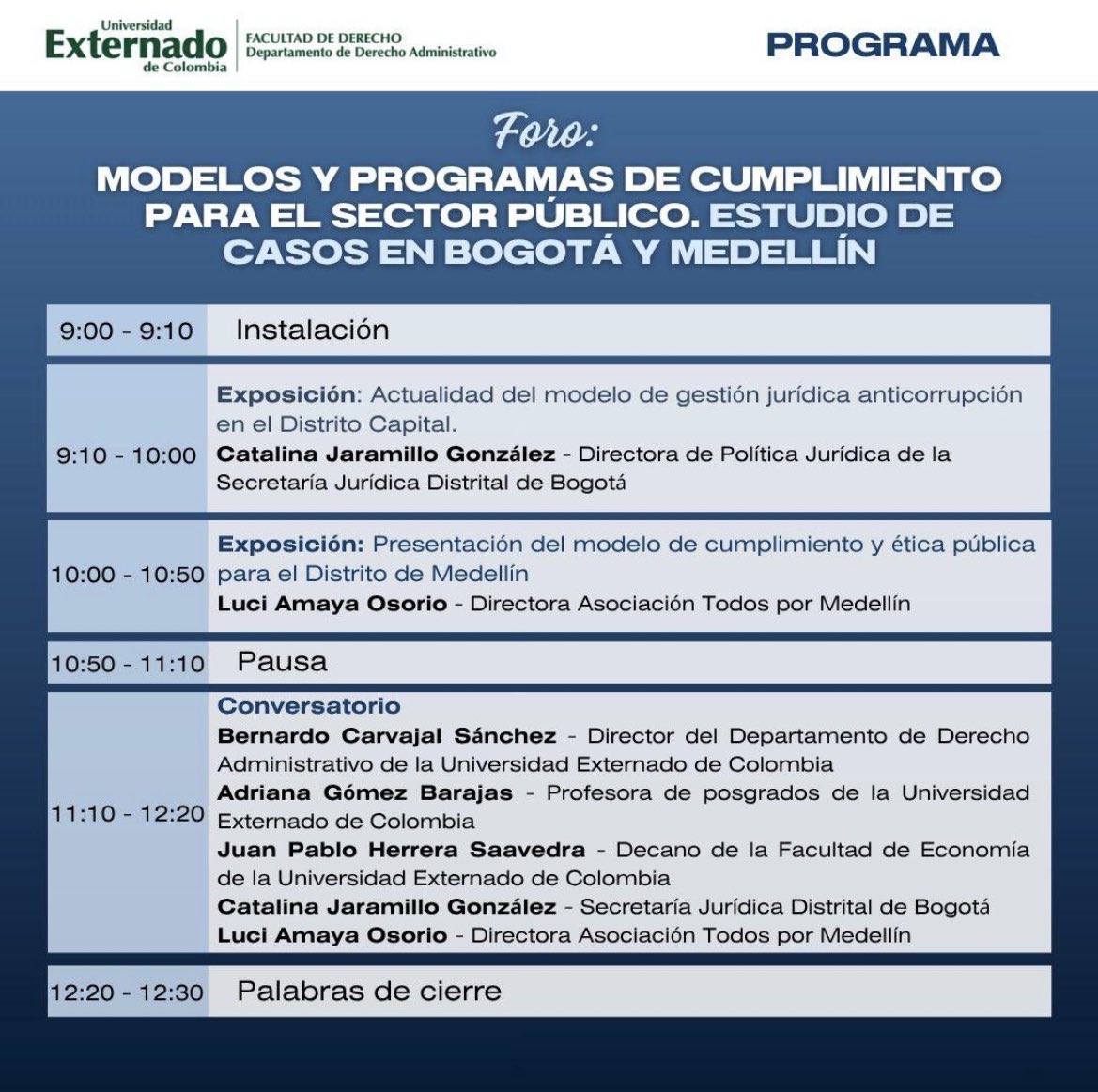 👨‍🏫✨ Nuestro decano <a href="/jpherrerasaav/">Juan Pablo Herrera S</a>  participó en el evento organizado por <a href="/DerechoAdminUEX/">Departamento Derecho Administrativo UExternado</a> 🎓

💬 Un espacio de diálogo sobre la experiencia en el país con los programas de cumplimiento, fortaleciendo la ética y la transparencia institucional. 🇨🇴⚖️

 #economia #derechoadministrat