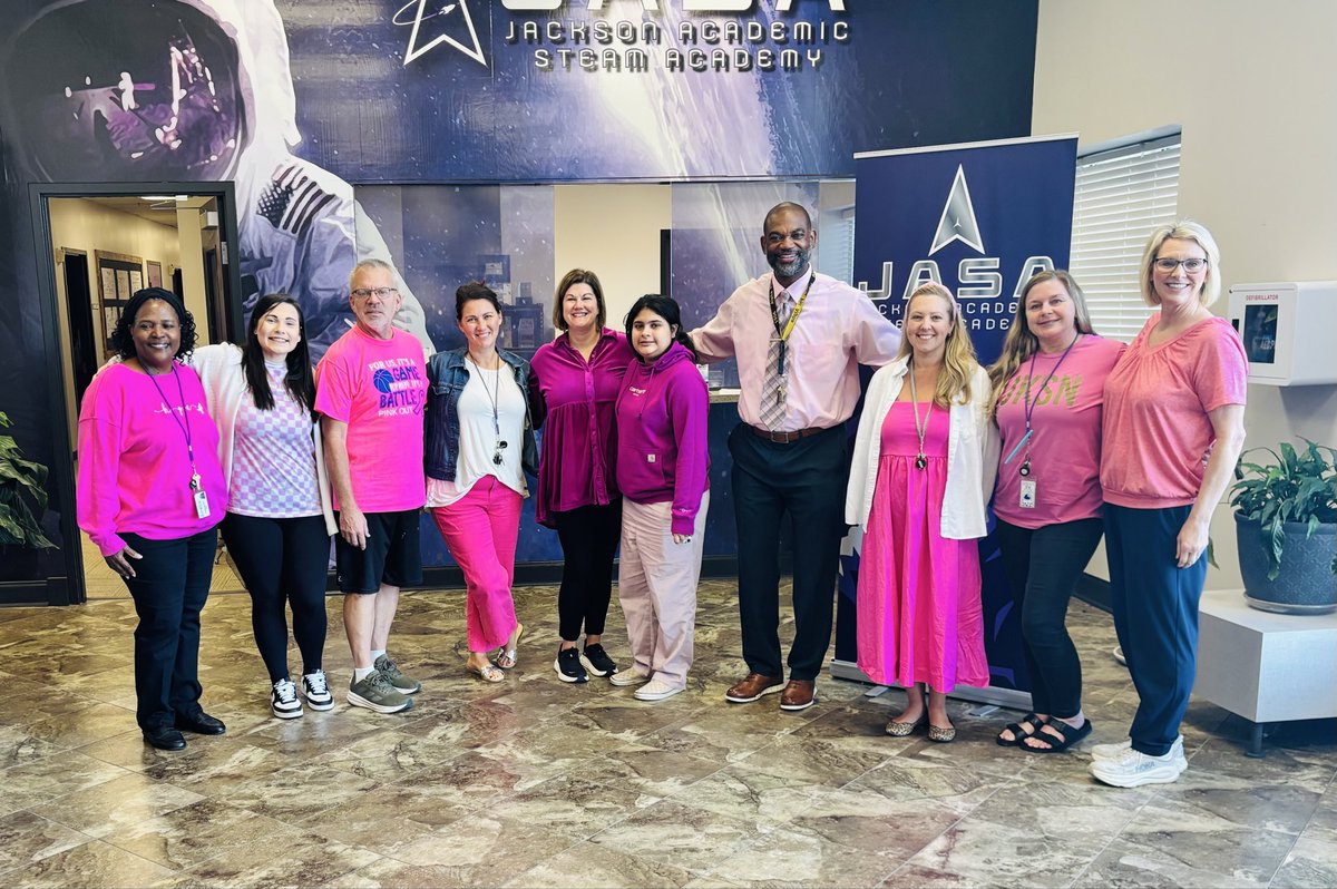 💗 It was Pink Out Day at JASA today! 💗

October is Breast Cancer Awareness month. Our Rockets showed support and honored the fighters, survivors, and those we have lost by wearing pink today.  <a href="/JMCSchools/">Jackson-Madison County Schools</a> <a href="/suptking/">Marlon D. King</a> <a href="/JASA_IC/">Carolyn Stephenson</a> <a href="/mbm_morris/">Michael Morris</a>