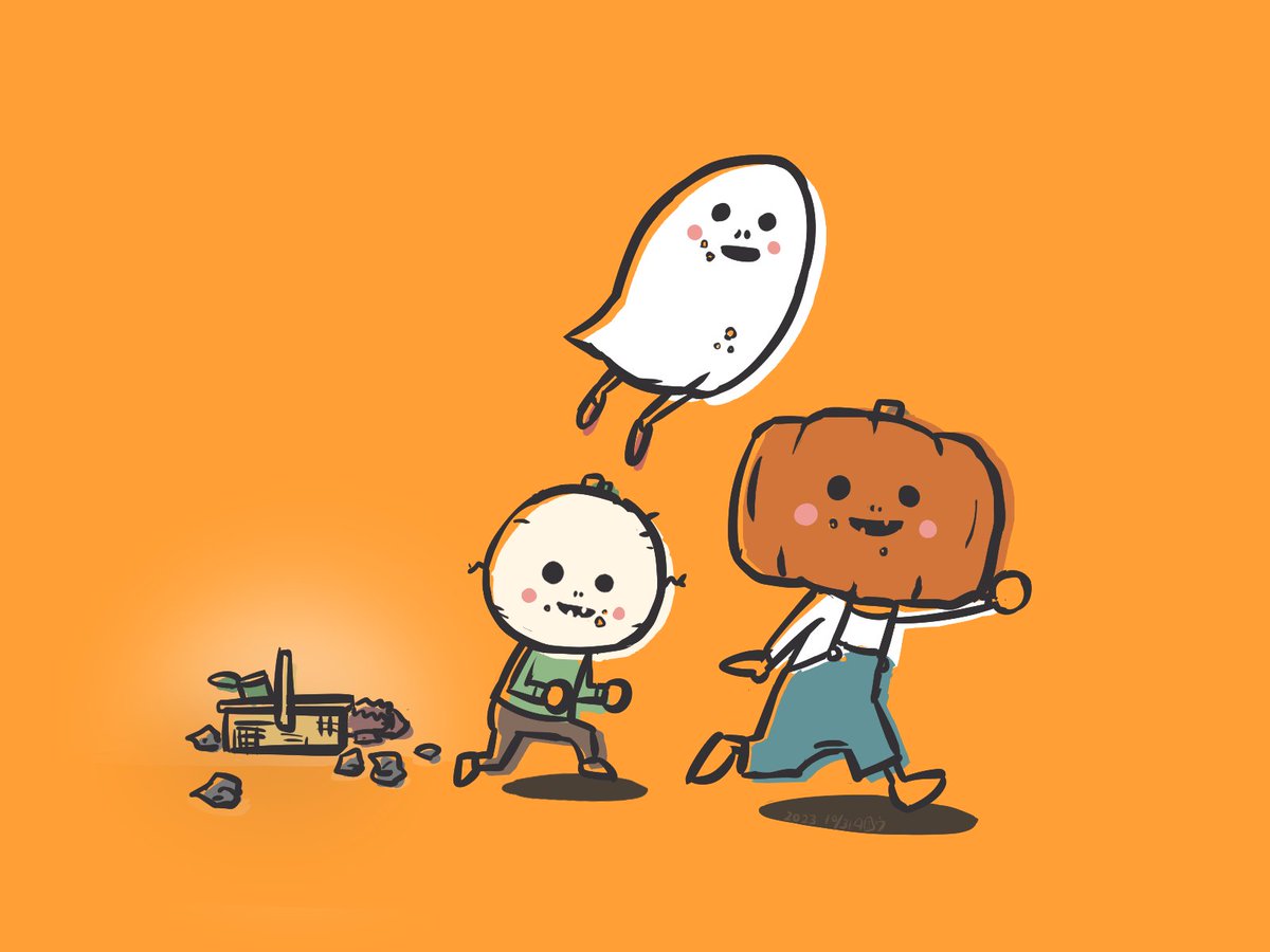 「#ハロウィン月間なので新作の前に過去絵を上げていく 2023 まだまだ慌てる時間」|タロウ@一日一絵のイラスト