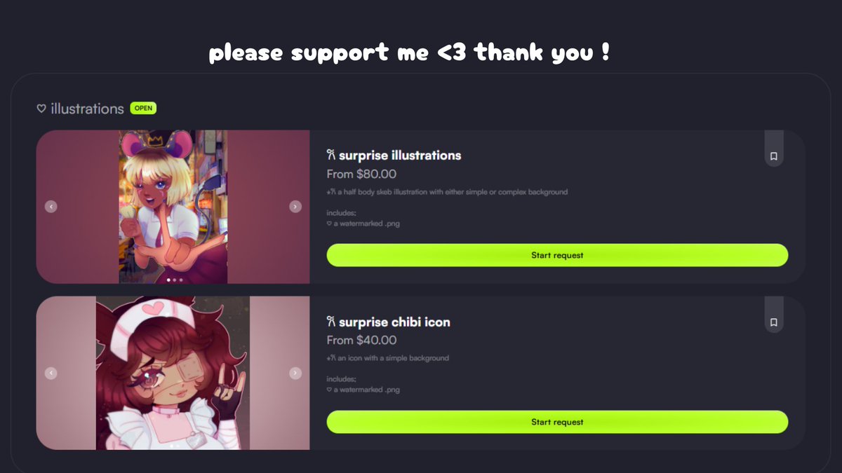 ⋆˚꩜｡ VGen grand re-opening 🔗below 
i quit my job due to my mental health sobs . . . please consider c♡missi♡ning me .ᐟ
🩷&amp;🔁appreciated . . . thank you (╥﹏╥)