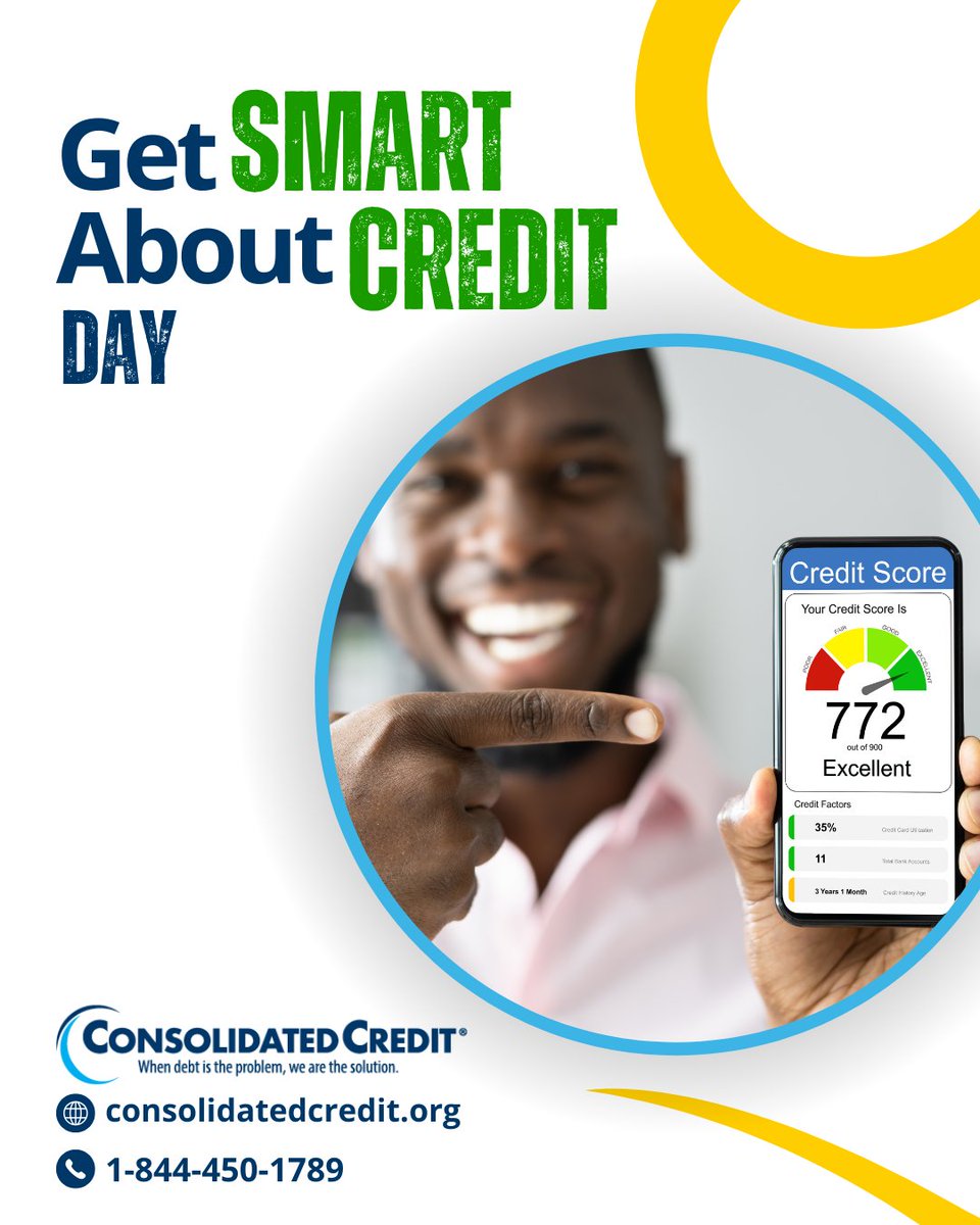 ConsolidatedUS's tweet photo. 📅 Oct 16 = #GetSmartAboutCreditDay!
Nearly half of all #CreditReports contain errors that can hurt your score. Don’t wait for a loan to find out there’s a problem. Be proactive!👉https://t.co/zM5kF1zzSu
#CreditHealth #CreditTips #ConsolidatedCredit #DebtSucks ☎️1-844-450-1789 https://t.co/duVvcvwbdV