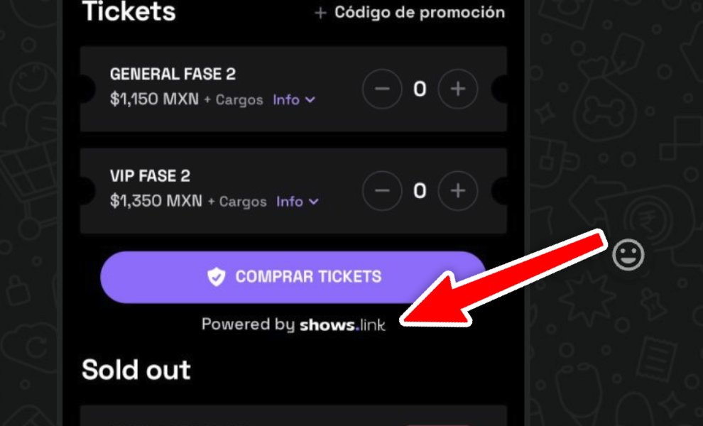 acá hay algo interesante, hace tiempo noté que los organizadores compartían screenshots cuando había sold out de tickets.

así que tuve que agregar el logo de showslink abajo del botón de comprar, para que al menos tuviéramos un poco de publicidad en sus redes. :)