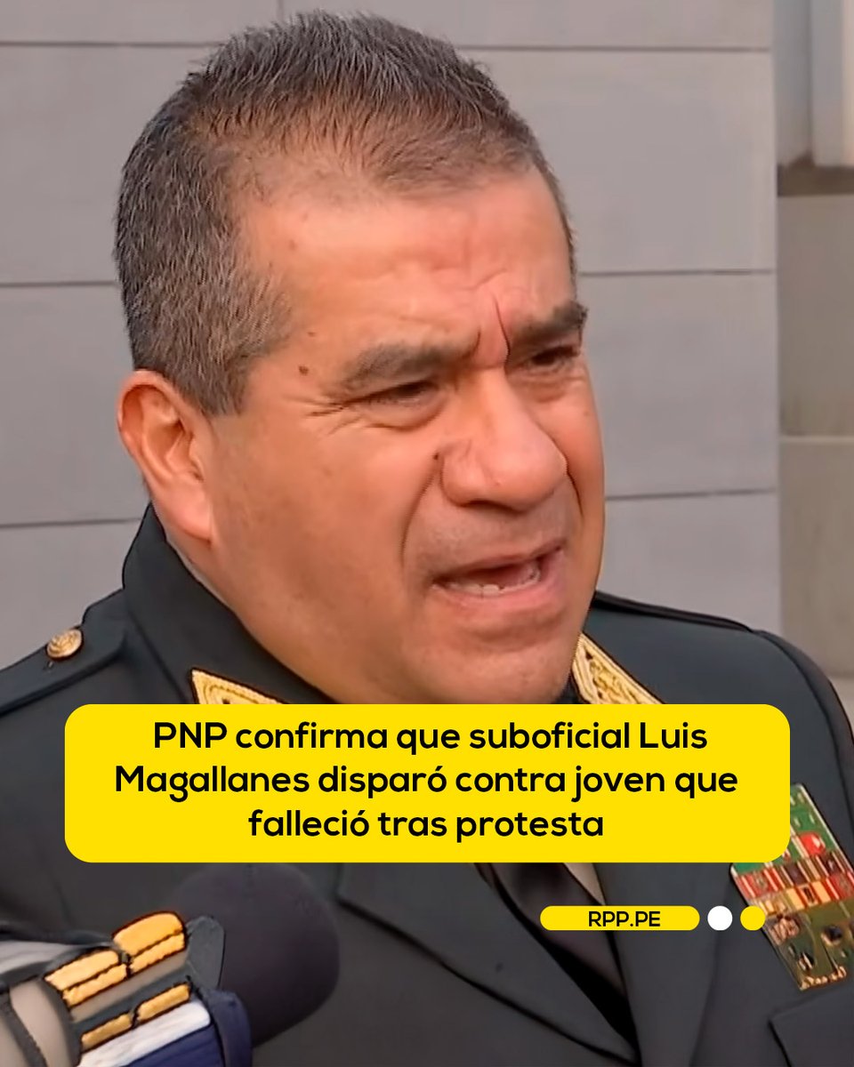 RPPNoticias's tweet photo. 🔴#LOÚLTIMO | PNP confirma que suboficial Luis Magallanes disparó contra joven que falleció tras protesta.

📲 Más información en https://t.co/ZKe1kd3ev6 https://t.co/wCMuWIP8Lp
