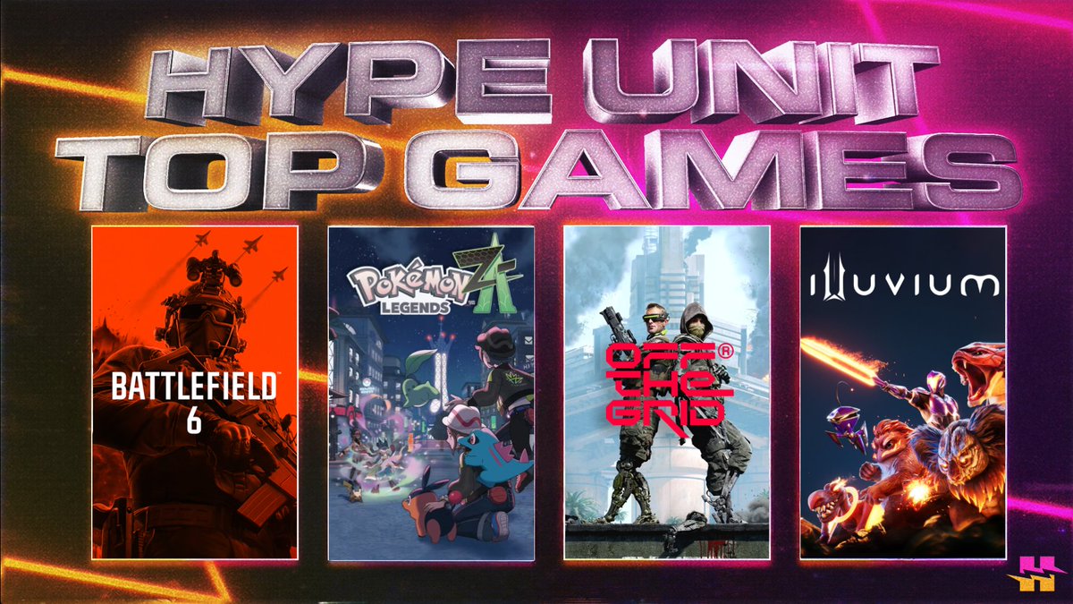 THESE ARE HYPE'S TOP GAMES OF THE WEEK 🎮⚡️

🪖 <a href="/Battlefield/">Battlefield</a> 6
🐉 <a href="/Pokemon/">Pokémon</a> Legends: Z-A
🦾 @PlayOffTheGrid
👾 <a href="/illuviumio/">Illuvium</a>

WHAT GAMES ARE YOU GRINDING? 🤔👇