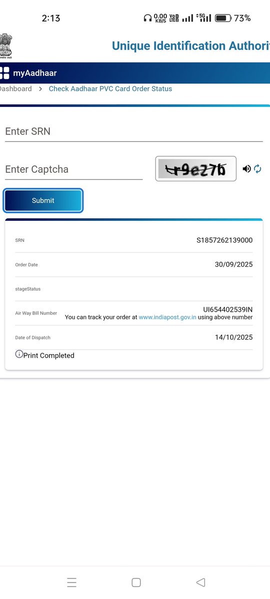 RakeshV50394446's tweet image. #IndiaPostOffice मेरे डाक्यमेंट की स्थिति नहीं दिखाई दे रही हैं।आपके प्लेटफॉर्म पर जबकि #Uidai से मेरा PVC आधार Dispatch हो गया। अभी तक मुझे मेरा डॉक्यूमेंट नही मिला। #JyotiradityaMScindia
#NeelkanthMishra इन सेवाओं को सुचारू रूप से सफल करे। कृपया संज्ञान ले धन्यवाद