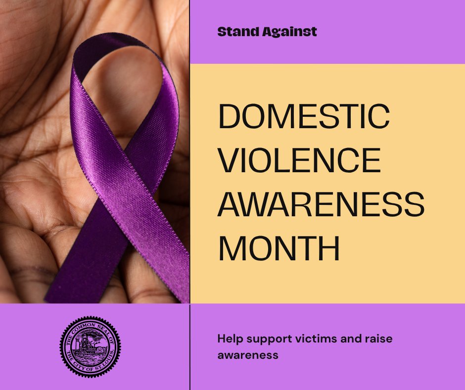 October is Domestic Violence Awareness Month.

DHS provides funding for domestic violence shelters in the City. For those who need help, they can visit the City's website: stlouis-mo.gov/live-work/comm…