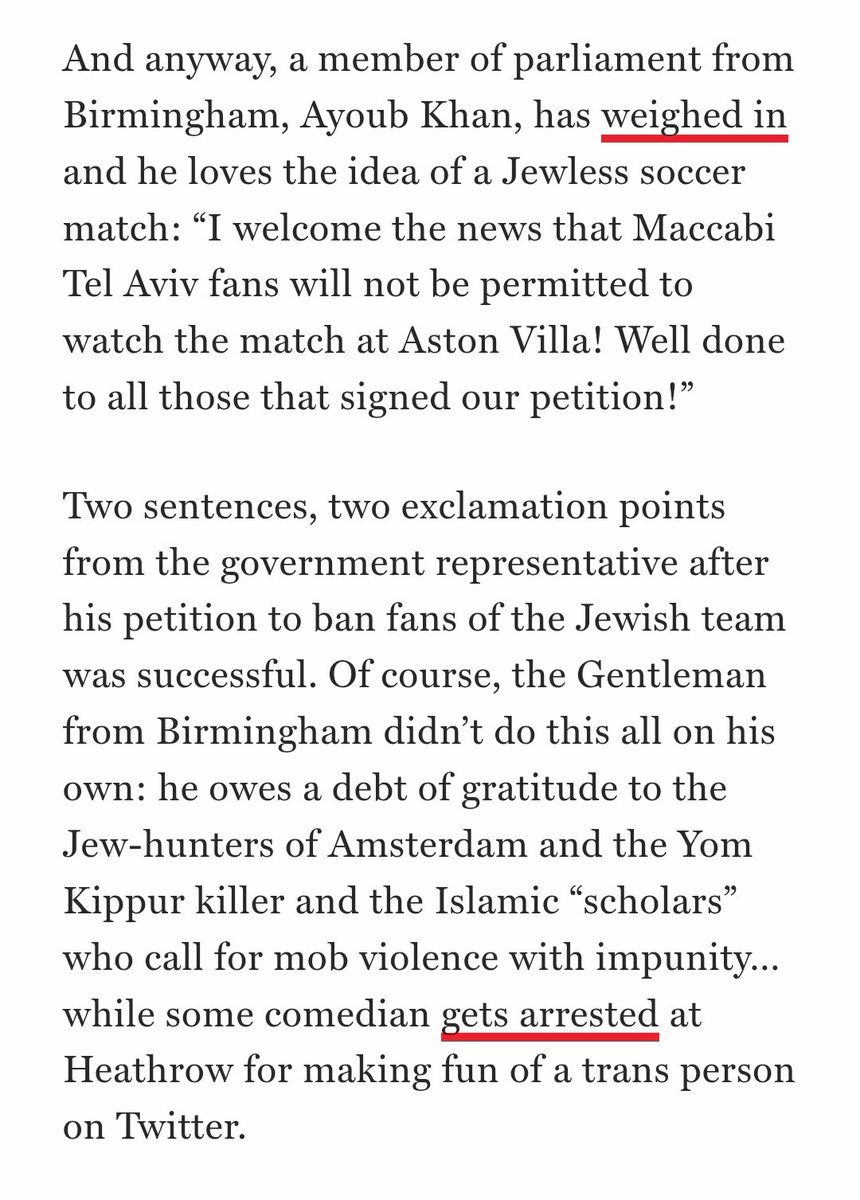 The banning of Maccabi fans from a match in Birmingham--at the request of an MP and after threats from Muslims--is another line crossed in Keir Starmer's Britain: