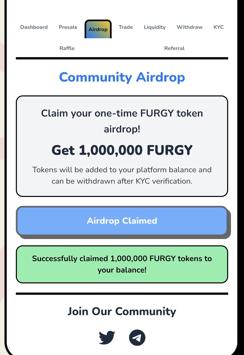furgy_sol's tweet image. FURGY ON SOLANA ( $FURGY )🚨
📣 AIRDROP STILL LIVE!

Want an #airdrop ? ⚡️

Must do all 4 ✅ (we will confirm 💛)
🏆Visit Our Website And Claim
🕸️ furgy.cloud/app 
🏆LIKE AND RETWEET THIS 
🏆Follow @furgy_sol 
🏆DROP YOUR $SOL wallet below ⬇️