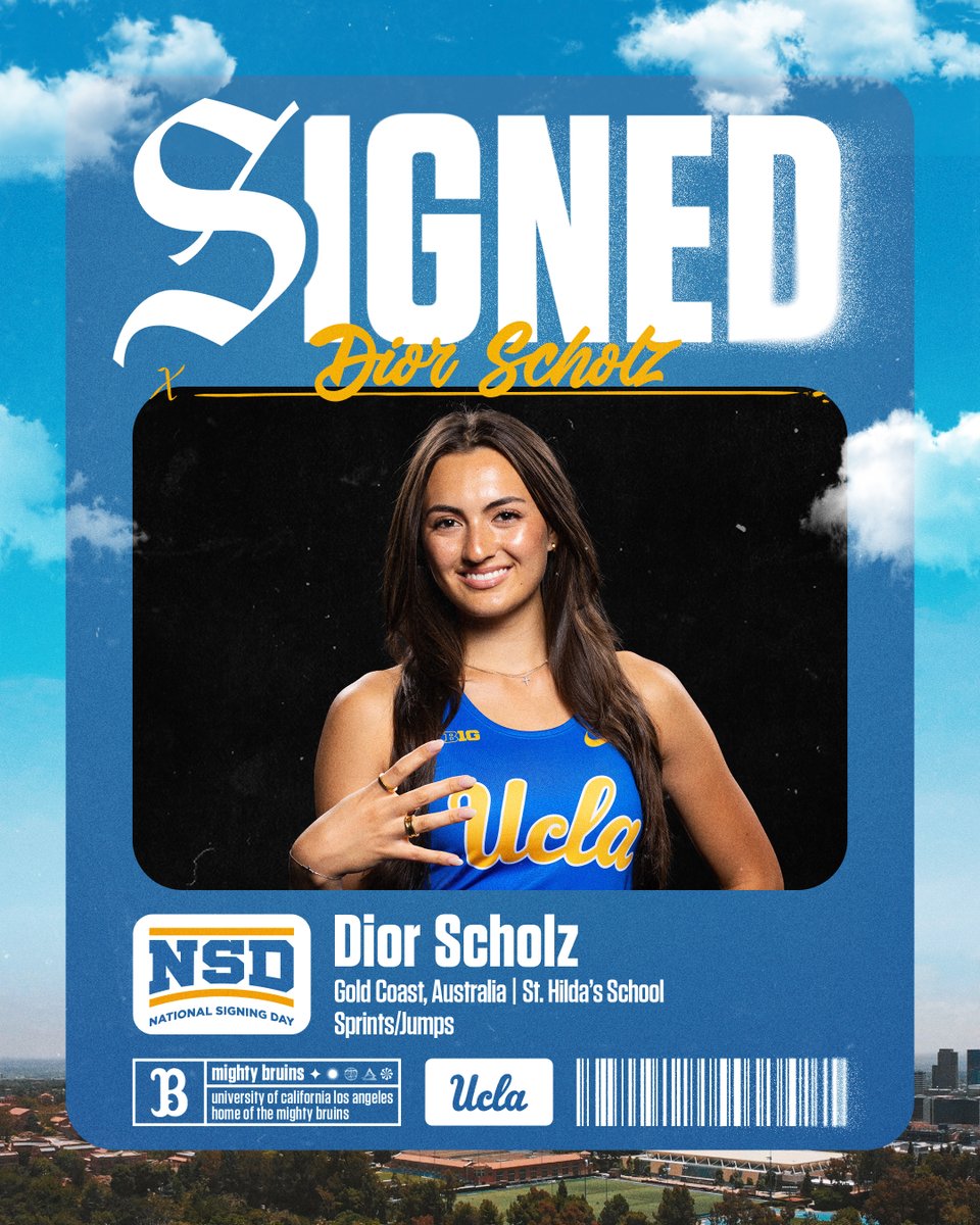 UCLA Track & Field (@uclatrack_field) on Twitter photo Dior Scholz, an age-group record holder in the 200m out of Australia, has signed with UCLA.
Welcome to Westwood, Dior!
#GoBruins Dior Scholz, an age-group record holder in the 200m out of Australia, has signed with UCLA.
Welcome to Westwood, Dior!
#GoBruins