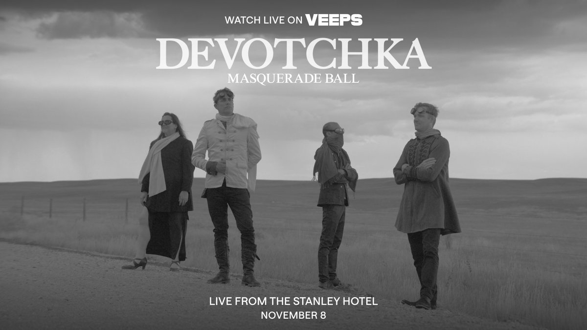 NOVEMBER 8. Watch @DeVotchKaMusic as they perform live from the historic Stanley Hotel at their annual Masquerade Ball featuring an extended set including their biggest songs to deep cuts. Exclusive pre-show featuring the Slavic Sisters Macabre Circus Sideshow. Only on <a href="/Veeps/">Veeps</a>.