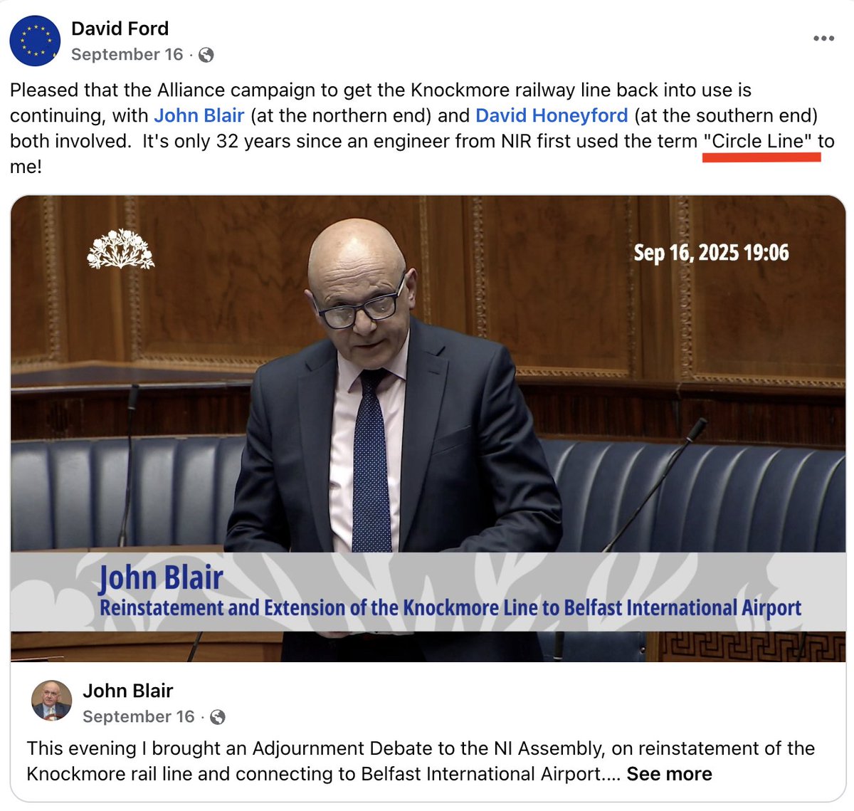 🚆 The Circle Line - not a new idea.

Former Alliance Party Leader <a href="/DavidFordxMLA/">David Ford ex-MLA</a> recalled that an NIR engineer first used the term “Circle Line” with him 32 years ago, an idea later discussed by @NIRailways and the Department for Regional Development (DRD).

The concept has