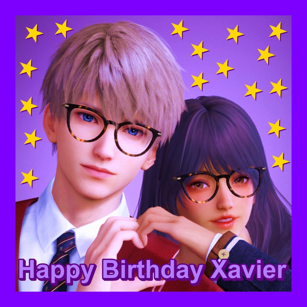Jasminchan80s's tweet image. Happy Birthday, Xavier. You and I have the same birth of the month, and I’ll wish you a happy birthday, bestie. 💜🐰⭐️🎂 #LoveandDeepspace #Tezza #Retro