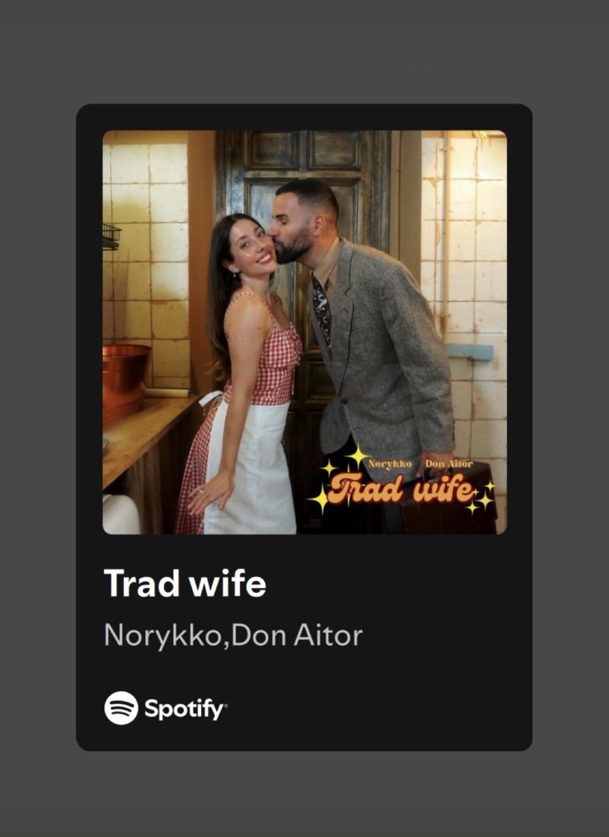 “Trad wife” ya está disponible en  las plataformas de streaming en España (si estás fuera, podrás escucharla a partir de las 00.00) 

open.spotify.com/album/7ueLoXOO…

<a href="/Don_Aitor_/">Don Aitor</a>