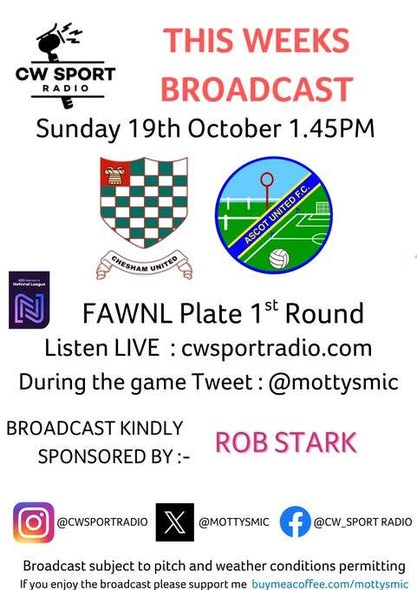 MottysMic's tweet photo. PLS RT Calling all @AscotUnitedFC fans. This Sun @AscotWomenFC travel to Chesham in the @FAWNL Plate.  Hope to see loads of you there but IYCMI you can listen in from 1.45pm BST too. @BBCBerkshire @BerksandBucksFA @fiberkshire @berkshire_live @radiomarmalade @RadioAscot https://t.co/crbtk8ipxA