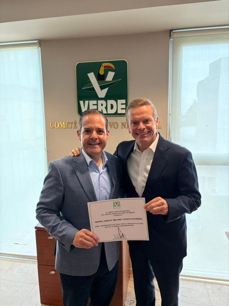 En el Comité Ejecutivo Nacional damos la bienvenida a Manuel Ignacio “Maloro” Acosta Gutiérrez (<a href="/MaloroAcosta/">Maloro Acosta</a>) como coordinador electoral de nuestro instituto político en la Primera Circunscripción, rumbo al proceso 2027.

A nombre de toda la #FamiliaVerde, extendemos este