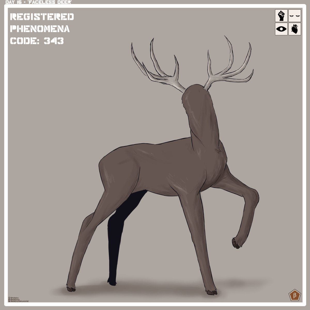 Adejny0's tweet photo. [RPC Authority] [Arthority 2025]

RPC-343 - 'Faceless Deer'

      #Art #RPCAuthority #Arthority https://t.co/btHvLmtIGR