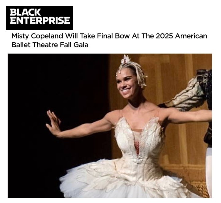 After a 25-year tenure, Misty Copeland will perform her farewell night with the American Ballet Theatre. #MistyCopeland #AmericanBalletTheatre #ABT #BlackEnterprise #Entrepreneurship #Elevate