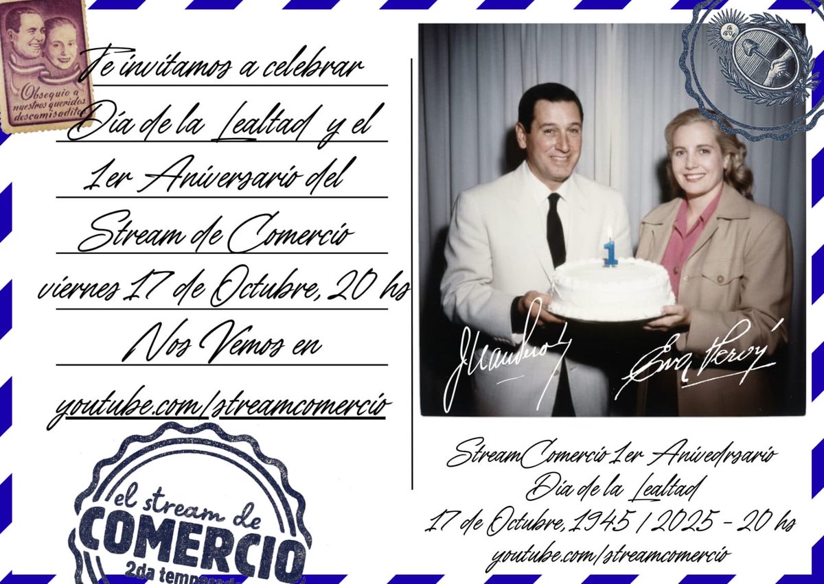 ✌🏽#STREAMCOMERCIO / #DIADELALEALTAD

🎙ESTE VIERNES #17DEOCTUBRE CELEBRAMOS EL DIA DE LA LEALTAD Y NUESTRO 1ER AÑO AL AIRE!!

🎉GRACIAS X ACOMPAÑARNOS TODAS LAS SEMANAS!!!

⚠️AGENDATE VIERNES 17 DE OCTUBRE / 20 HS / PROGRAMA ESPECIAL DIA DE LA LEALTAD Y 1ER ANIVERSARIO DE