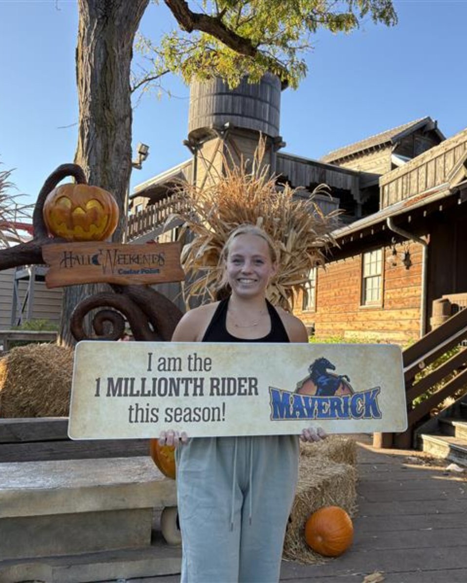 cedarpoint's tweet photo. We recently reached some 2025 season ridership milestones:
#BlueStreak 500,000th rider, Grant of Perrysburg, OH
#Maverick 1M rider, Morgan of Ann Arbor, MI
#WoodstockExpress 200,000th rider, Alexander of Belleville, MI
#SteelVengeance 1M rider, Lizzie of Mentor, OH https://t.co/rmrTJx7jPV