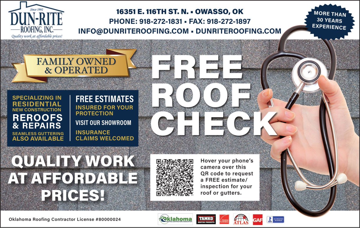 valuenewsvalues's tweet image. Quality roofing you can trust is at Dun-Rite Roofing.

Get your FREE roof check today! 🏠 Ensuring your home stays protected has never been easier. 

#RoofCheck #HomeProtection #ReliableService
valuenews.com/free-coupons-d…