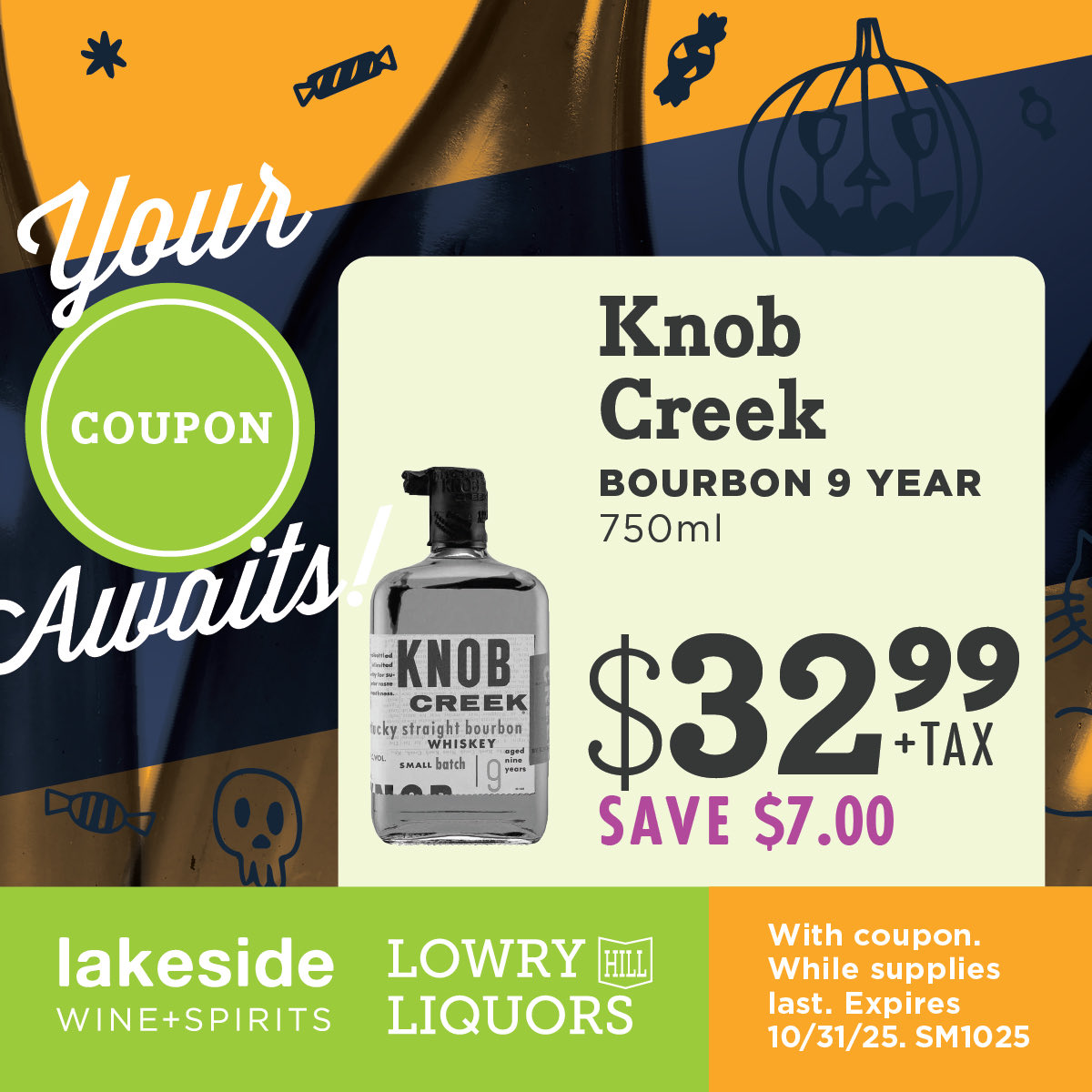 Save a whopping $7.00 on Knob Creek Bourbon 9 year 750ml bottles with this virtual coupon! Enjoy a great deal! 

This coupon redeemable in store only. Valid State ID required. Must be 21+ Coupon valid until 10/31/25

#knobcreek #bourbon #whiskey #October #cheers
