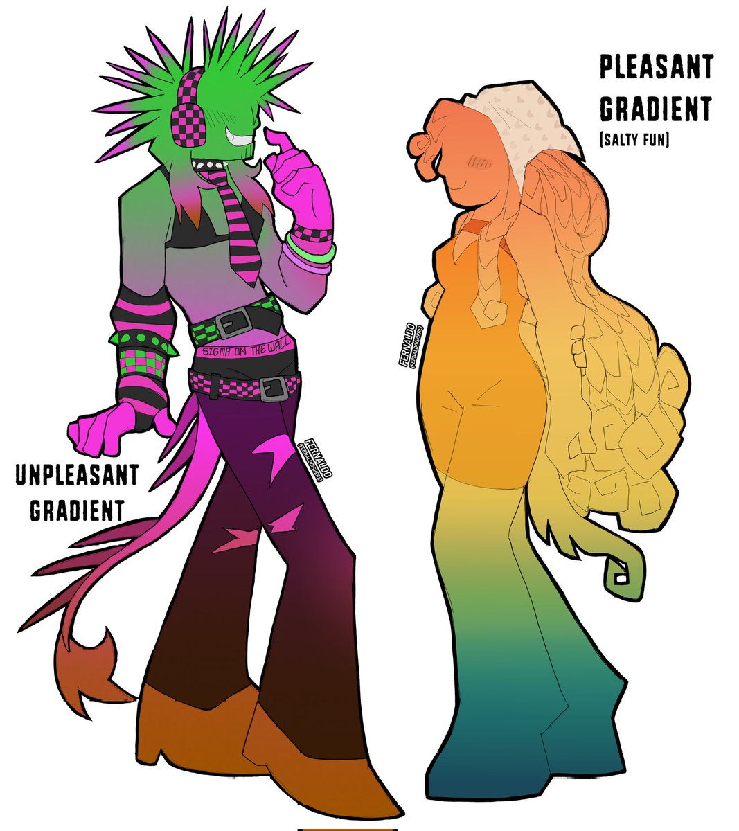 Fernaldo01's tweet image. my beautiful lady gradient (this is for the swap au, canonically she replaces unpleasant, but who cares, scenarios are funny)
they can be yuri, straight, queer, whatever you want be free
#regretevator #roblox