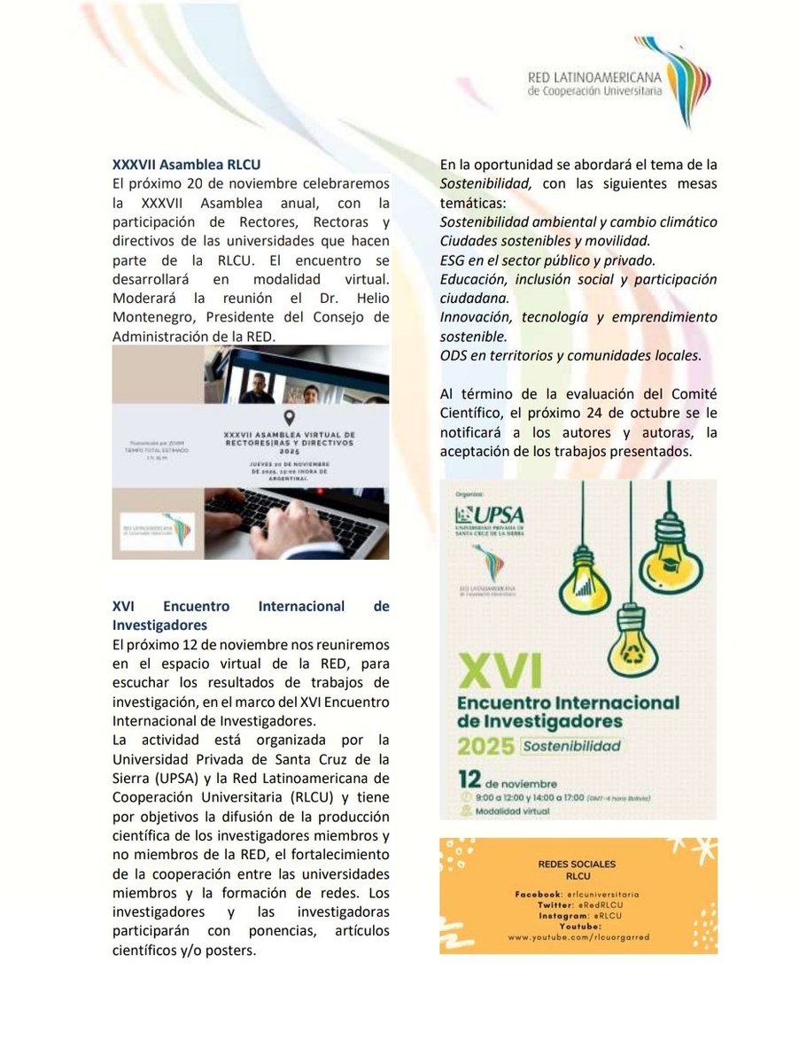 Red Latinoamericana de Cooperación Universitaria tweet media