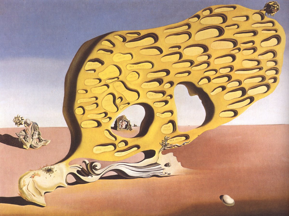 artist_dali's tweet image. The Enigma of My Desire or My Mother, My Mother, My Mother, 1929 #artbots #dali