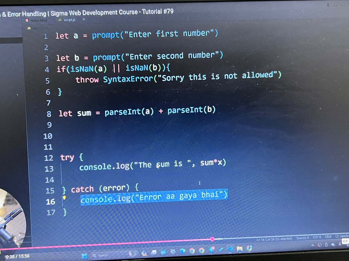 therahul4402's tweet image. Today I learned about JavaScript try...catch and error handling — it’s all about managing exceptions smartly. Now I’m off to solve some of my other question sets and continue working on my project
#JavaScript #WebDev #CodingLife #ErrorHandling #developer