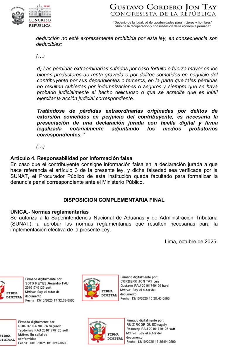 JoseValdezSV's tweet photo. INCREÍBLE.

Diputado del Perú propone que el pago de la EXTORSIÓN se pueda descontar del pago de la renta.

Está proponiendo institucionalizar el fracaso del Estado frente al crimen. https://t.co/yMVEl23usx