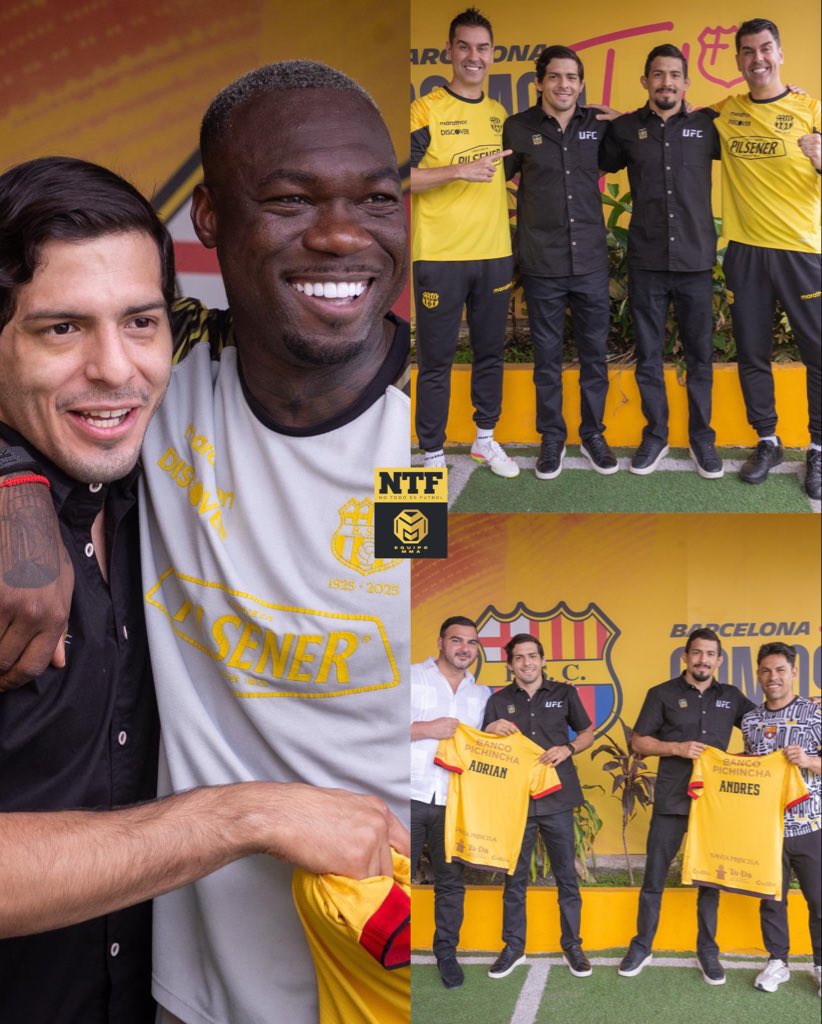 👊🏻🟡| El peleador guayaquileño de UFC, Adrián Luna Martinetti, junto a su hermano gemelo, Andrés, visitaron las instalaciones de Barcelona SC.