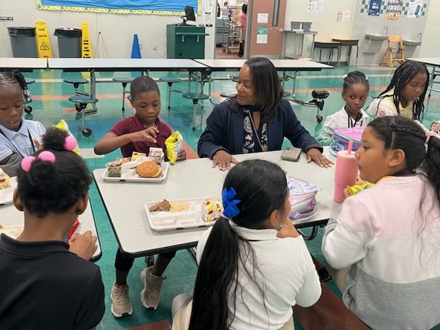 Today, Assistant Superintendent, Dr. Veda Hudge celebrated National School Lunch Week with the students and staff at Tedder Elementary. <a href="/tedder_elem/">Tedder Elementary</a> <a href="/BCPS_DeputySupt/">BCPS_DeputySupt</a>