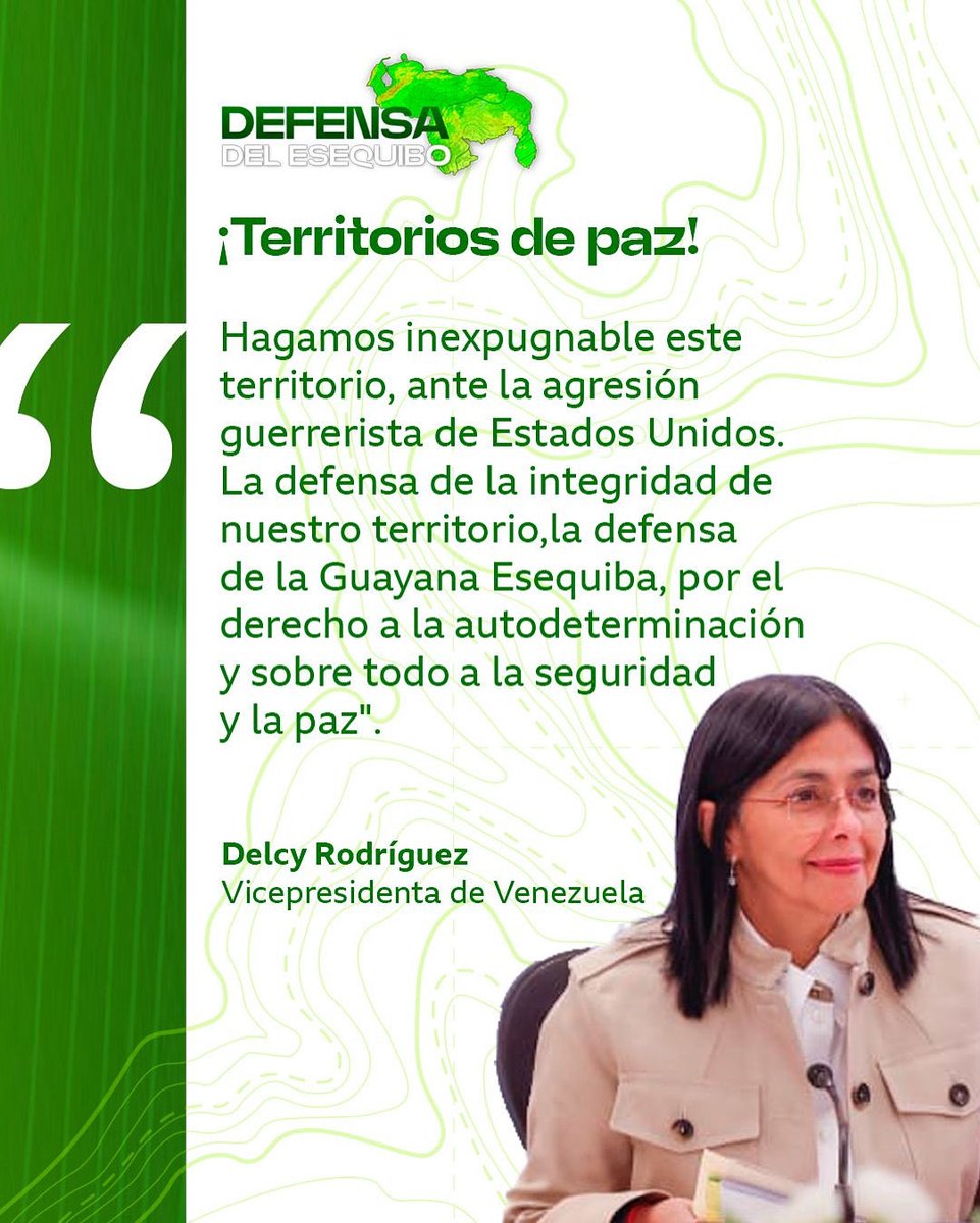 Frente a la amenaza de agresión por parte de Estados Unidos, Venezuela reafirma su compromiso con la protección absoluta de la integridad territorial. 

La Guayana Esequiba es un símbolo de autodeterminación y paz, valores que seguiremos defendiendo con firmeza.