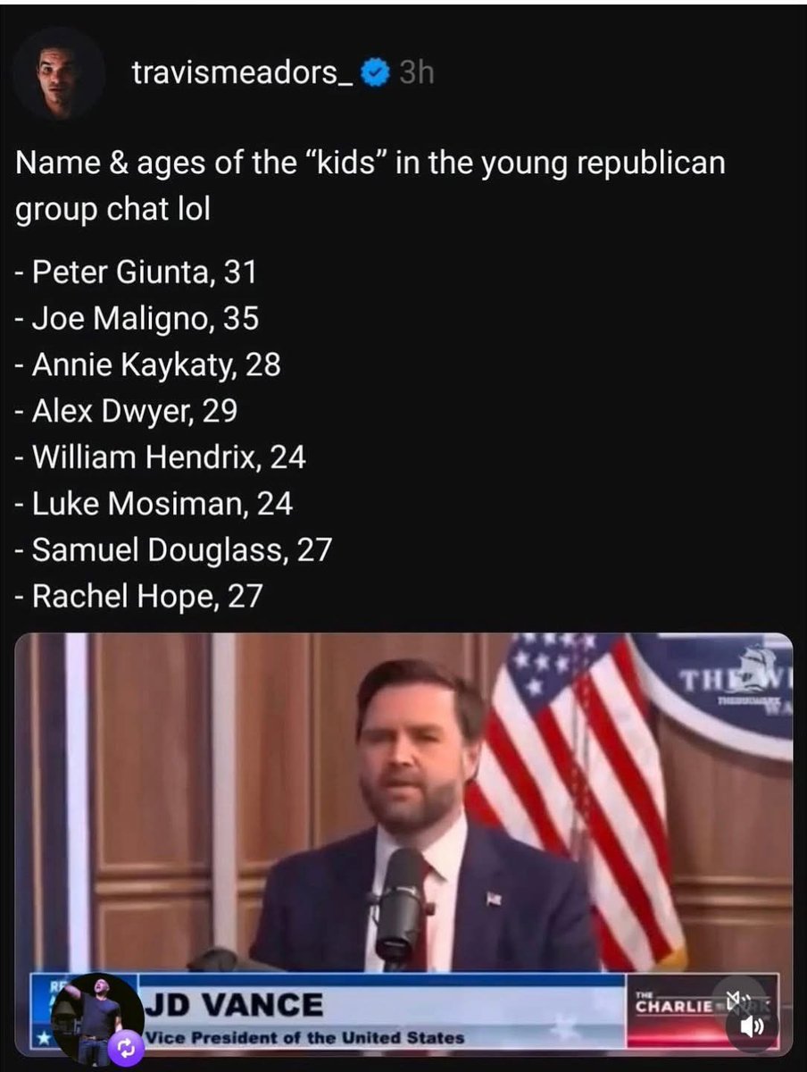 Republicans and MAGA saying “I don’t care what some kids say in a chat” 

The “kids” in the #YoungRepublicans chat: