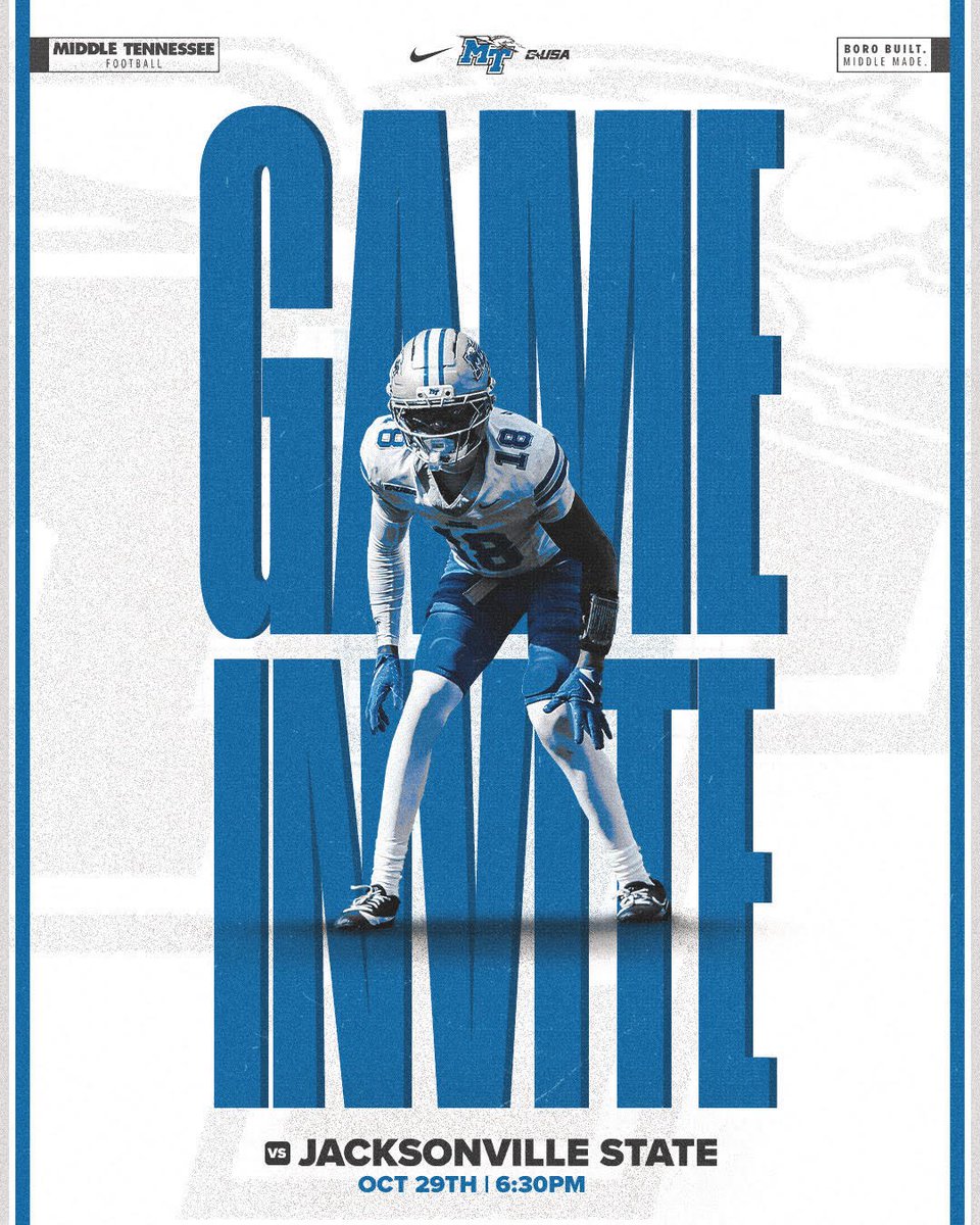 Blessed to receive a game day invite from MTSU! #blessed