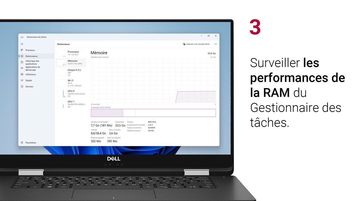 DellVousAide's tweet image. 🐌 Votre système fonctionne un peu au ralenti ?
🧐 Vous utilisez peut-être toute la mémoire de votre système
⬇️ Voici quelques conseils pour réduire l'utilisation de la mémoire afin d'accélérer votre PC.
Cliquez sur J’aime si vous appréciez ce contenu ! #DellAstuces
