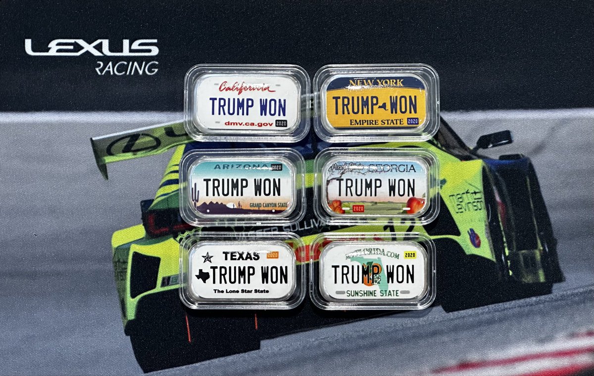rjaredp's tweet image. Some of my all time favorite pieces in my stack! 

2 oz 2020 “TRUMP WON” license plate bars! Because we all know that Trump won in 2020.
#silver #stackingsilver #trumpwon #maga 🪙🇺🇸