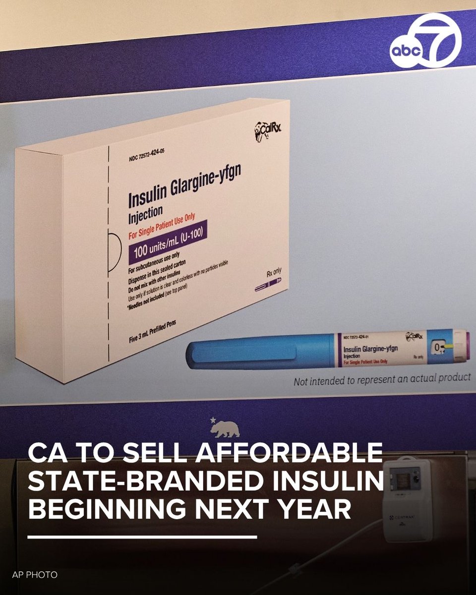 abc7newsbayarea's tweet image. Gov. Gavin Newsom said Thursday that California will begin selling affordable insulin under its own label on Jan. 1, nearly three years after he first announced a partnership to sell state-branded generic drugs at lower prices. abc7news.com/18021266/
