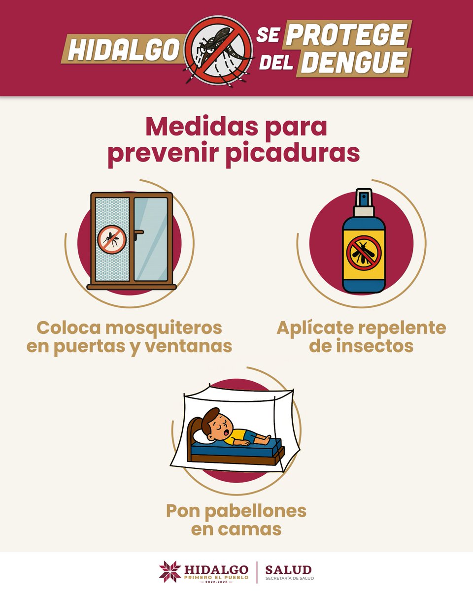 CronicaHidalgo's tweet image. Evita las picaduras de mosquito usando repelente y protegiendo puertas y ventanas. Pequeñas acciones hacen una gran diferencia frente al #dengue. 📷

#PrimeroTuSalud