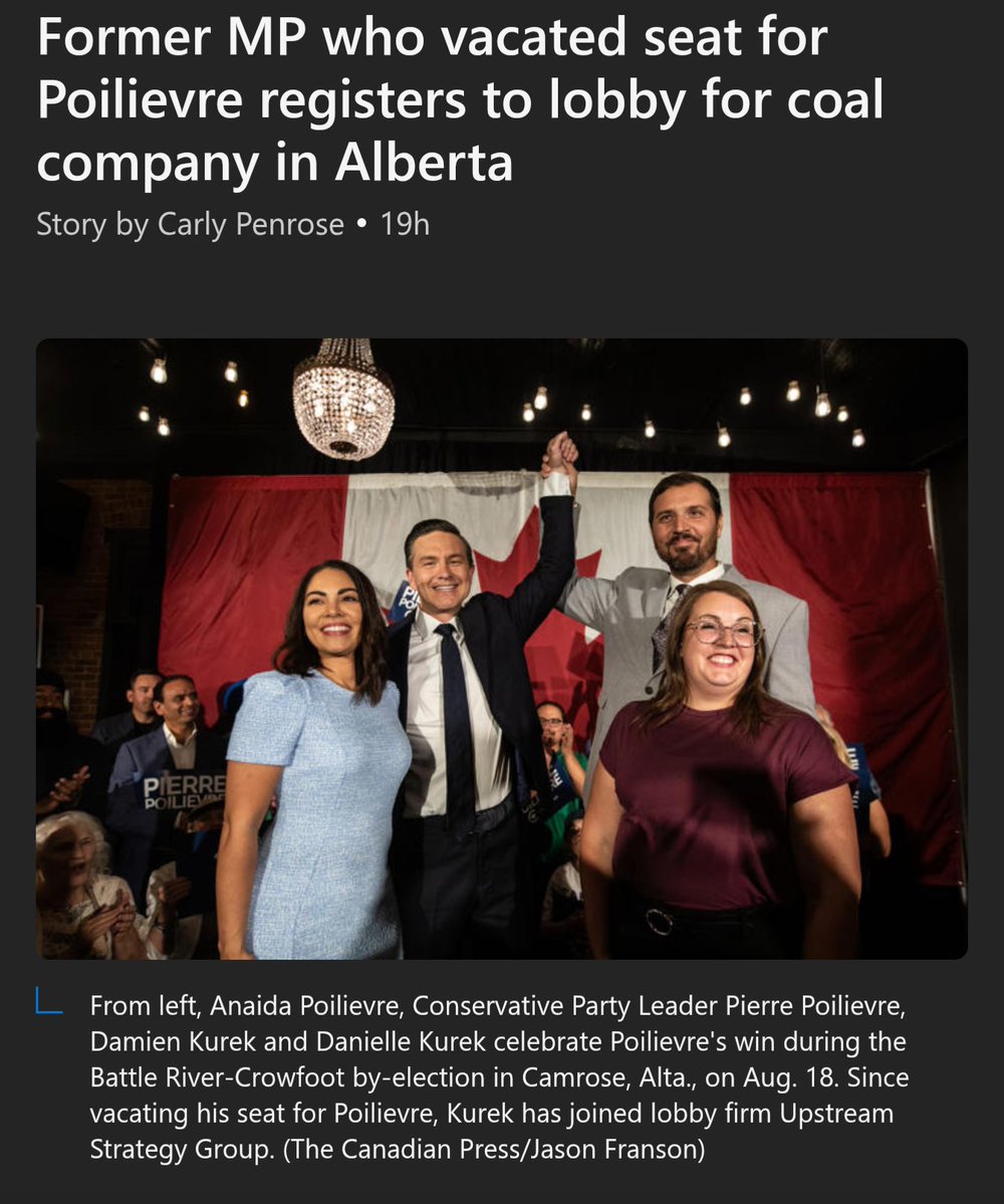 Well, so here it is...

Many wondered about Kurek, who "gave up" his seat so Poilievre could have it after he lost his own riding...

Wondered if there would be some sort of quid pro quo.

Hmmmmm?