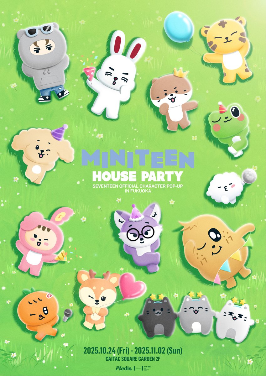 KPOPMERCH_POPUP's tweet photo. <MINITEEN HOUSE PARTY> 
SEVENTEEN Official Character POP-UP in FUKUOKA

📢 開催のご案内
📢 TERMS and CONDITIONS

📅 2025年10月24日(金)～11月2日(日)
⏰10:00 – 20:00 (JST)
📍 CAITAC SQUARE GARDEN 2階
 
📅2025.10.24 (FRI) - 2025.11.2 (SUN)
⏰10:00 – 20:00 (JST)
📍 CAITAC SQUARE GARDEN 2F

#SEVENTEEN #세븐틴 
#MINITEEN #미니틴