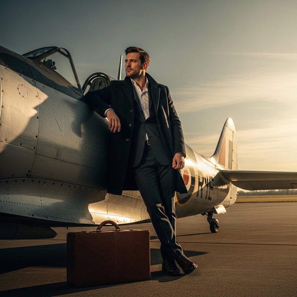 rovvmut_'s tweet image. Google Imagen 4 Ultra.

Prompt:

{
  &quot;PromptDetails&quot;: {
    &quot;MainSubject&quot;: {
      &quot;Description&quot;: &quot;Man in a dark tailored coat leaning on a vintage WWII fighter aircraft&quot;,
      &quot;Props&quot;: [&quot;cognac leather suitcase&quot;],
      &quot;Pose&quot;: &quot;Leaning on the aircraft&quot;,
      &quot;Gender&quot;: &quot;Male&quot;,…