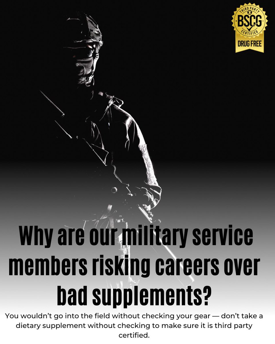 Mission readiness starts with what you put in your body. Untested supplements can hide banned substances that risk your health, your mission, and your career.  @OPSS and <a href="/BSCGCertified/">BSCG Certified</a> remind every service member: #SupplementSafety begins with #thirdpartycertified products.