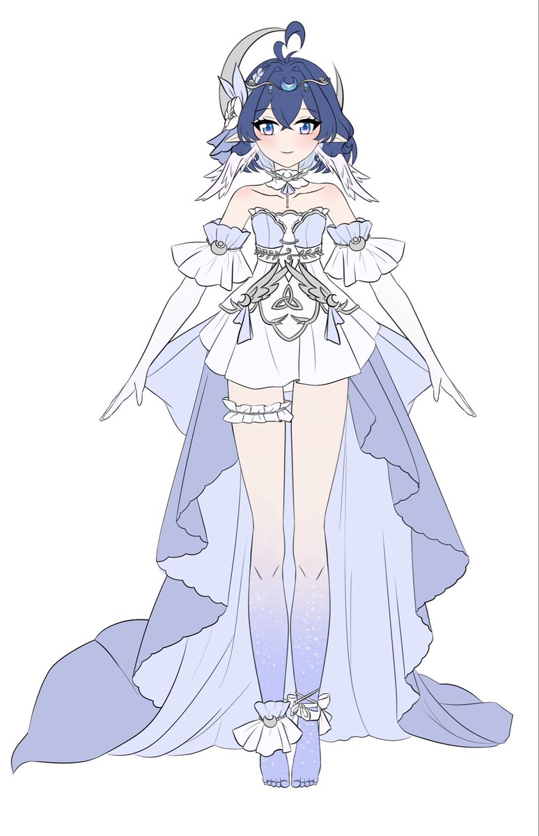phainonlie's tweet image. Genshin Annalie’s redesign has been completed! Please perceive my moon spirit angel 🩵