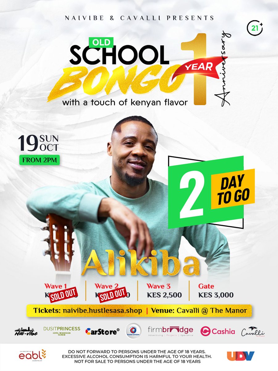 osoroKE's tweet image. What are you selling today?

Shauri yako kama hujachukua ticket yako ya Old School Bongo 1 Year Anniversary pale naivibe.hustlesasa.shop. Sababu only 2 days are left!

Tupatane Cavalli saa nane kamili tuwaone P Unit na pia Alikiba mwenyewe mida yake.